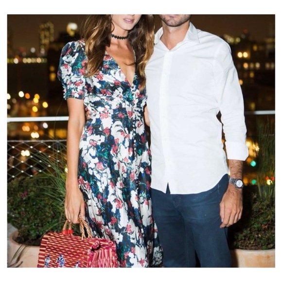 SALONI floral silk midi dress - Picture 1 of 15